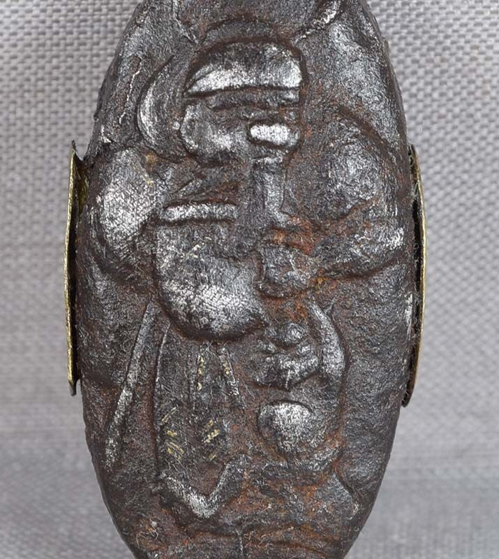 19c Japanese sword iron KASHIRA SHOKI the DEMON QUELLER - 2