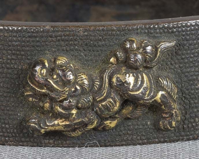 19c Japanese sword FUCHI playful shishi - 3