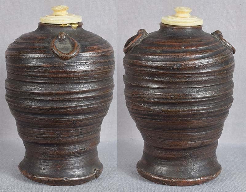 19c Japanese tea ceremony CHAIRE tea caddy Bizen - 2