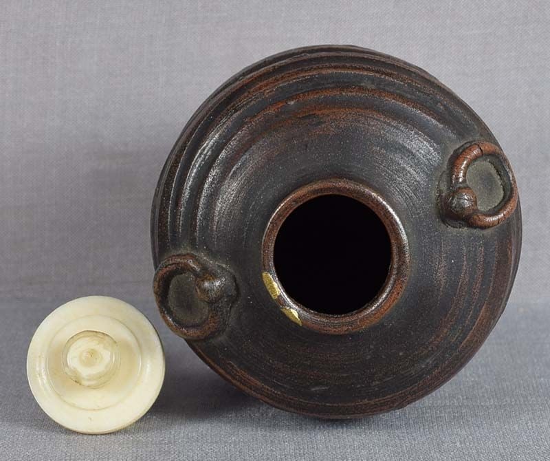 19c Japanese tea ceremony CHAIRE tea caddy Bizen - 4