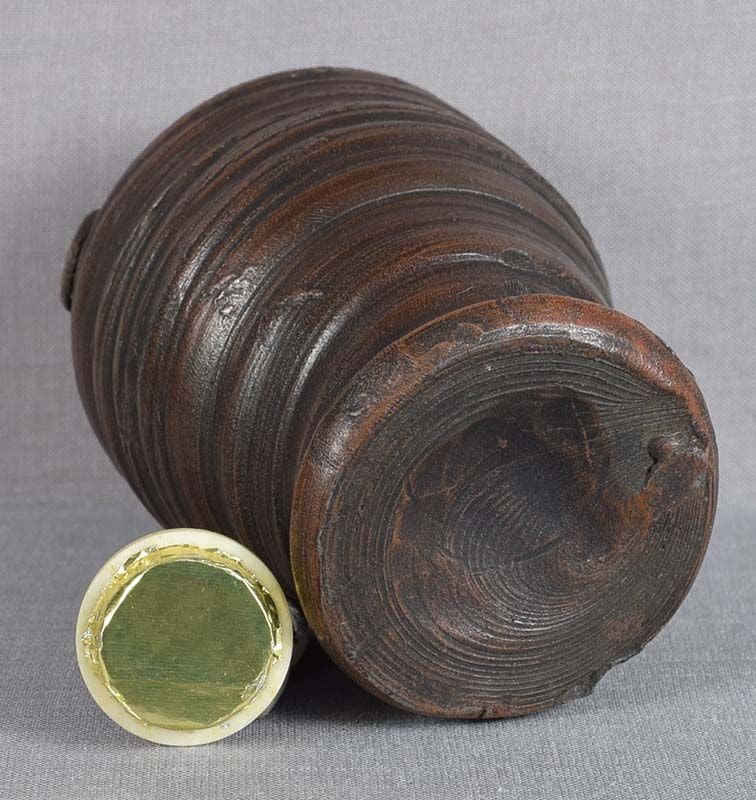 19c Japanese tea ceremony CHAIRE tea caddy Bizen - 5