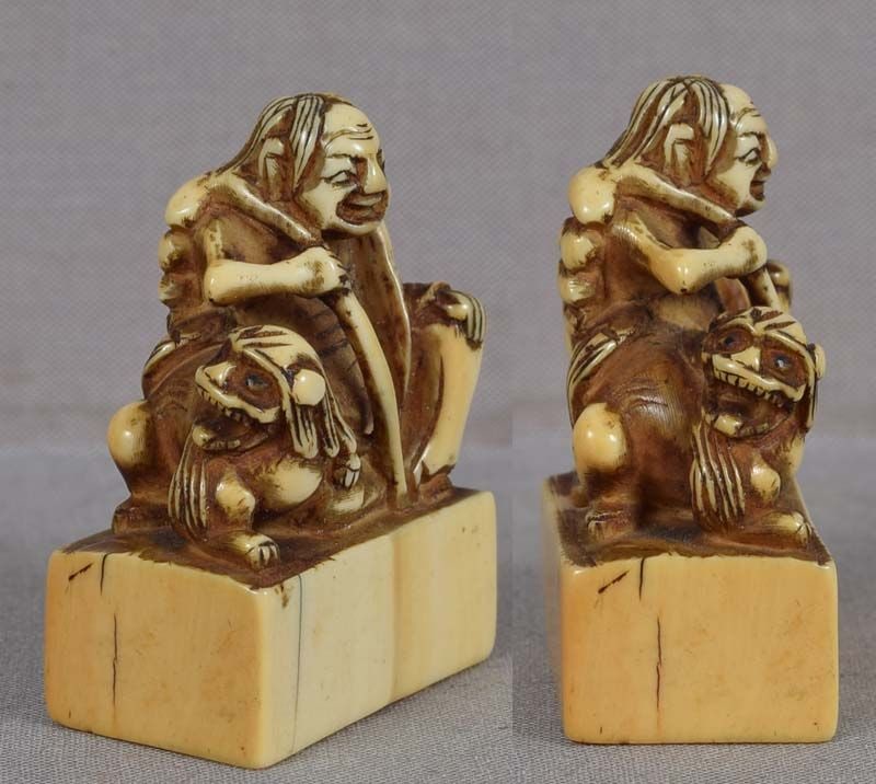 18c netsuke SENNIN IZENSHUN WITH DOG - 3