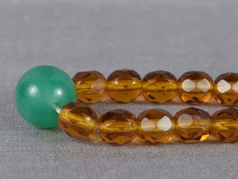 19c Chinese Peking glass & jadeite BUDDHIST ROSARY mala - 3