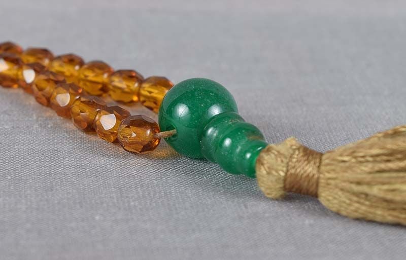 19c Chinese Peking glass & jadeite BUDDHIST ROSARY mala - 4