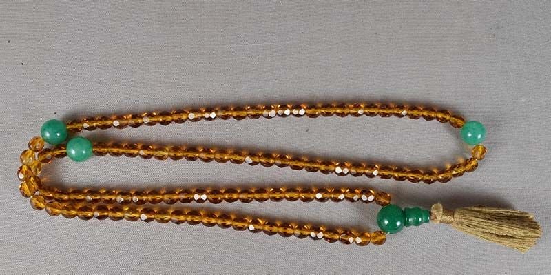 19c Chinese Peking glass & jadeite BUDDHIST ROSARY mala - 5