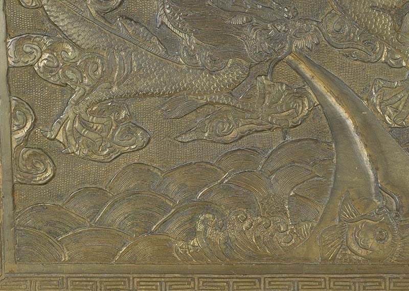 19c Chinese bronze plaque DRAGON in flight - 4