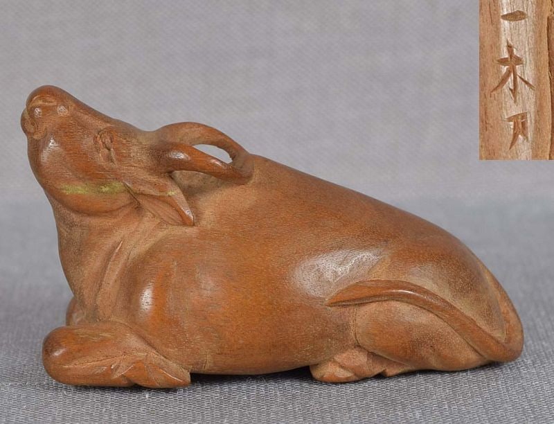 Meiji netsuke BUFFALO by ICHIBOKU (1 of 6)