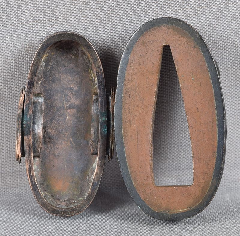 19c Japanese sword FUCHI KASHIRA PLOVERS over waves - 4