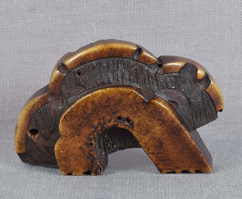19c Asakusa netsuke OLD ROOF TILES (1 of 5)