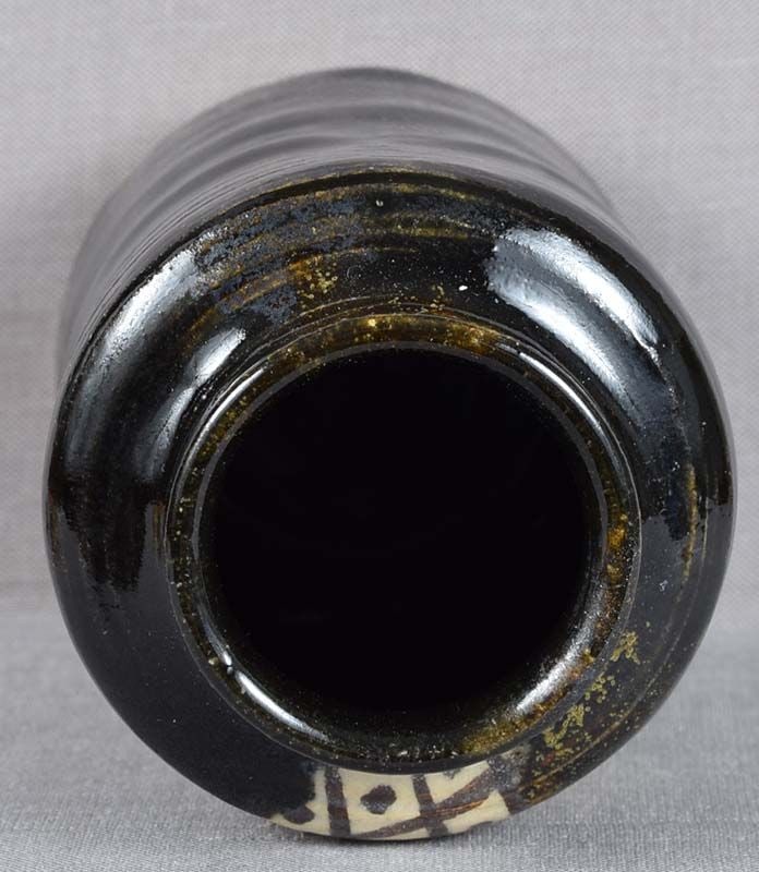 19c Japanese tea ceremony BLACK ORIBE tea caddy CHAIRE - 3