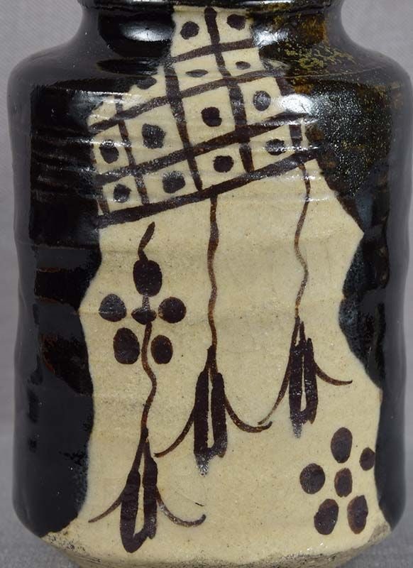19c Japanese tea ceremony BLACK ORIBE tea caddy CHAIRE - 5