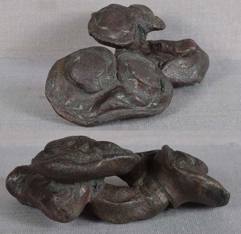 19c Chinese bronze scholar BRUSH REST / WEIGHT Immortality FUNGUS - 4