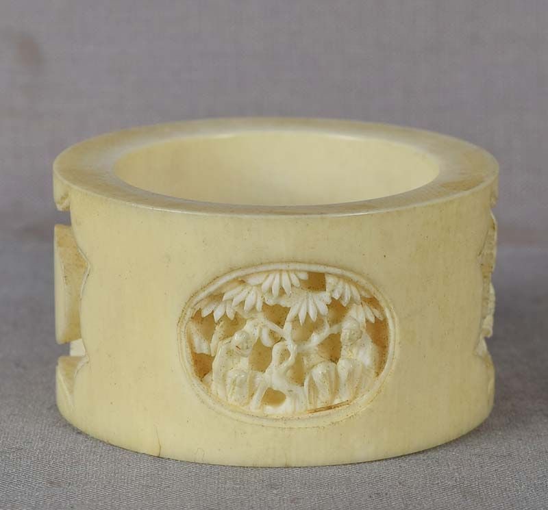 19c Chinese export NAPKIN RING Chinese scholars - 4
