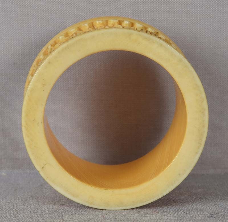 19c Chinese export NAPKIN RING dragon among clouds - 6