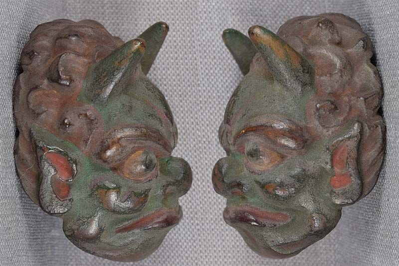 19c netsuke MASK GREEN DEMON by RYUUN - 2