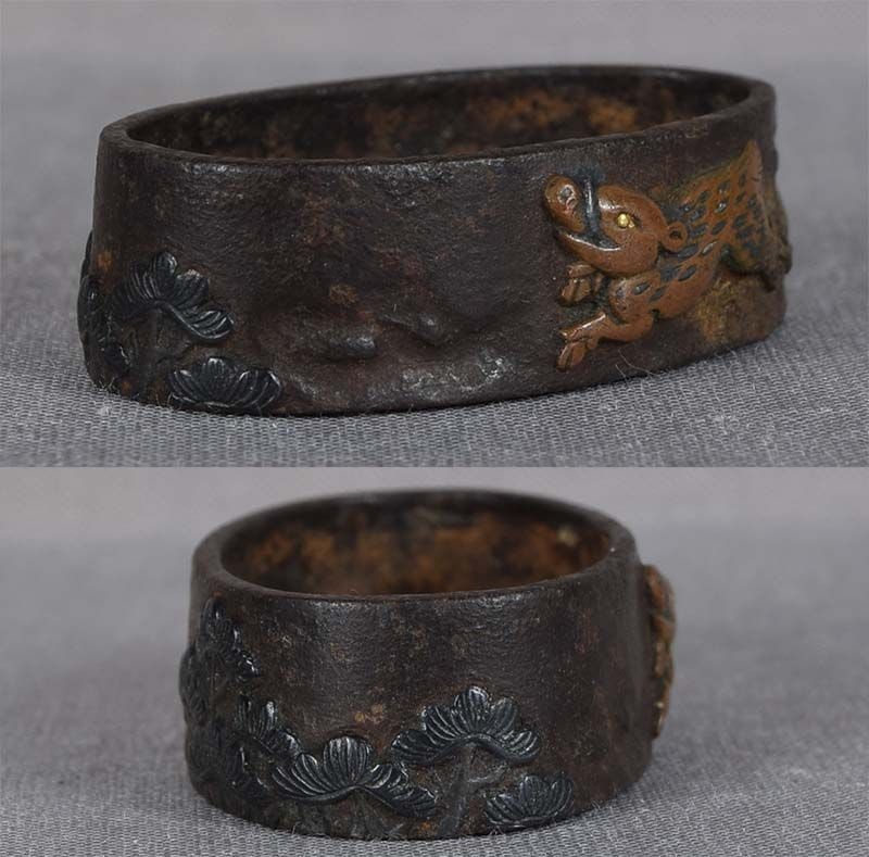 19c Japanese sword FUCHI boar and pines - 2