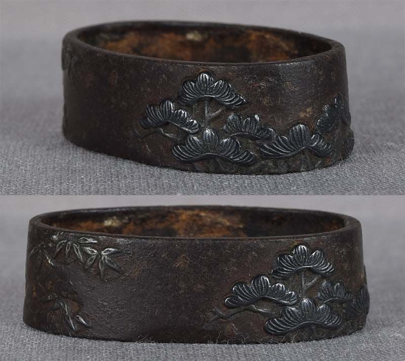 19c Japanese sword FUCHI boar and pines - 3
