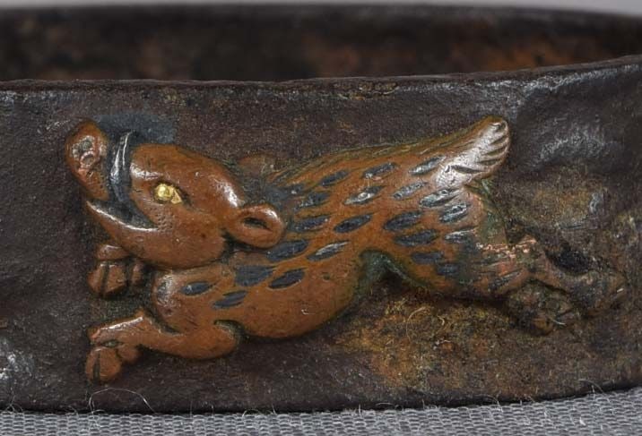 19c Japanese sword FUCHI boar and pines - 4
