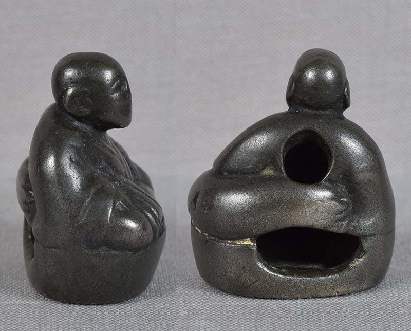 19c bronze netsuke MONK by ROKUSHIN - 3