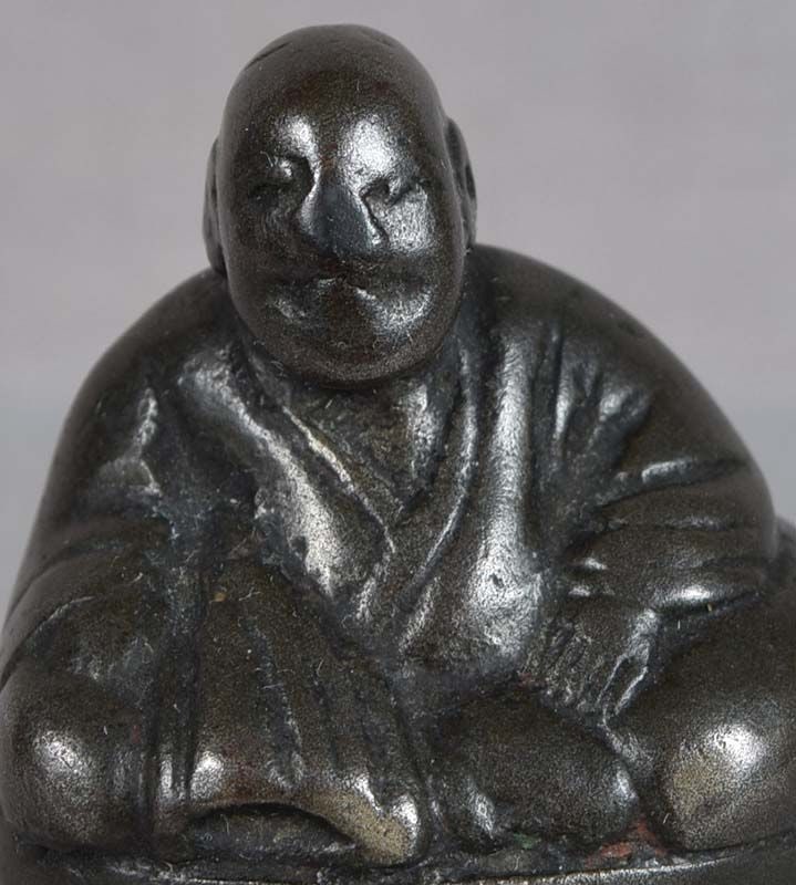 19c bronze netsuke MONK by ROKUSHIN - 6