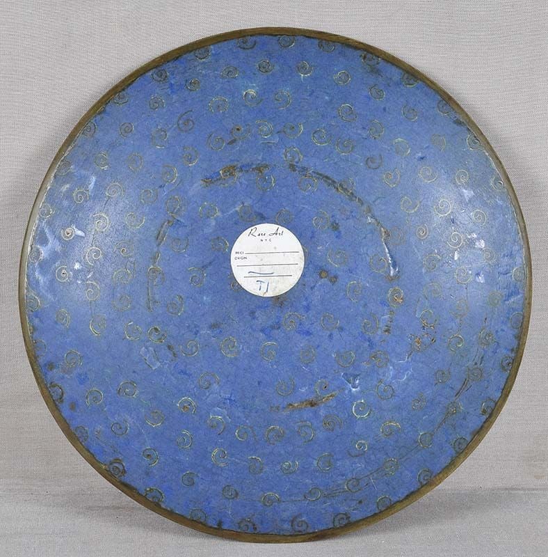 Early19c Japanese CLOISONNE PLATE PEONIES & butterfly ex Rare Art Inc. - 3