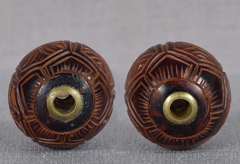 19c lacquer OJIME netsuke slide WAVE PATTERNS - 4