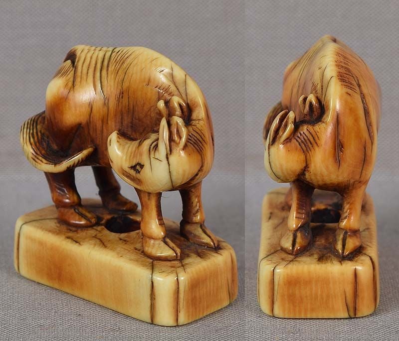 Early 19c netsuke STYLIZED BUFFALO - 2