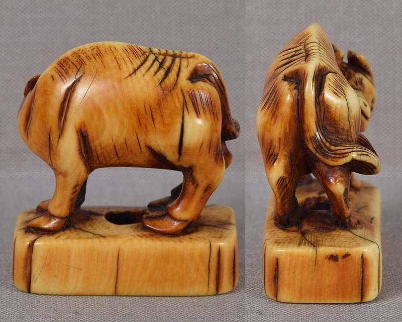 Early 19c netsuke STYLIZED BUFFALO - 3