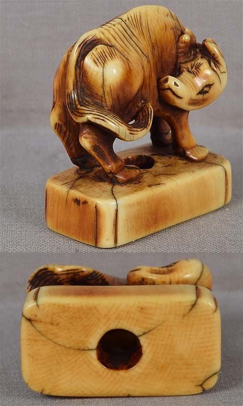 Early 19c netsuke STYLIZED BUFFALO - 4