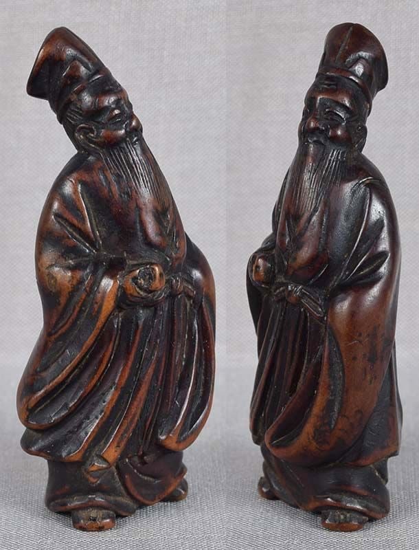 19c netsuke SENNIN TOBOSAKU with peach - 2