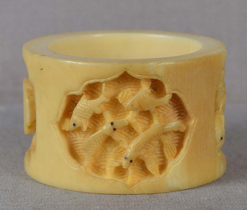 19c Chinese export NAPKIN RING various fish - 5