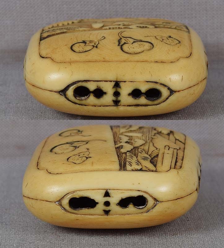 19c netsuke Mount FUJI & eggplants by GYOKUHOSAI - 4