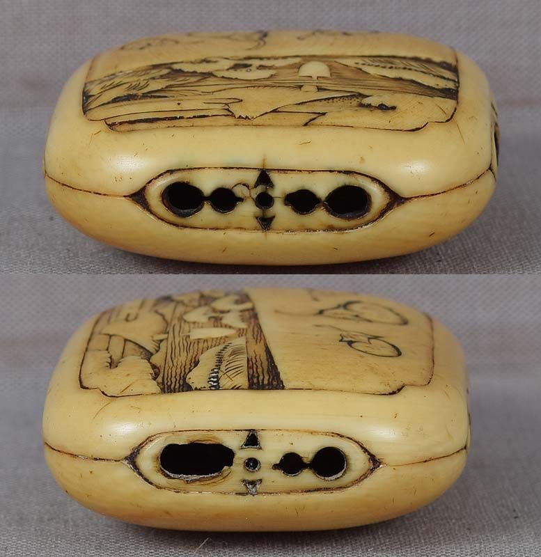 19c netsuke Mount FUJI & eggplants by GYOKUHOSAI - 5