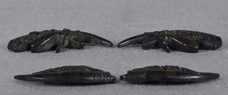 Pair 19c Japanese sword MENUKI WASPS eggs - 4