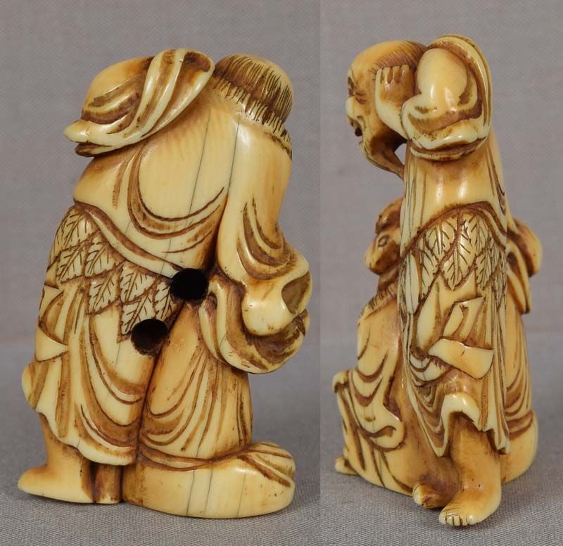 18c netsuke TWO SENNIN and TOAD - 3