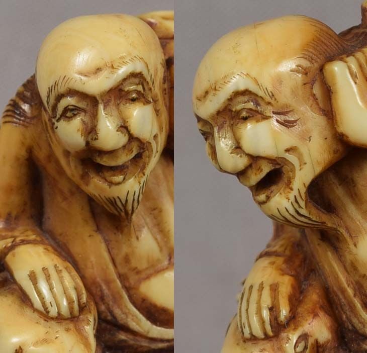 18c netsuke TWO SENNIN and TOAD - 5