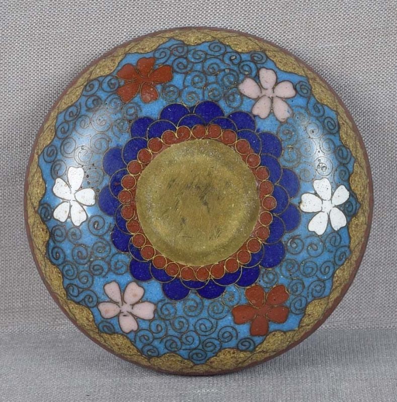 19c JAPANESE CLOISONNE tea ceremony KOGO spade butterflies - 3