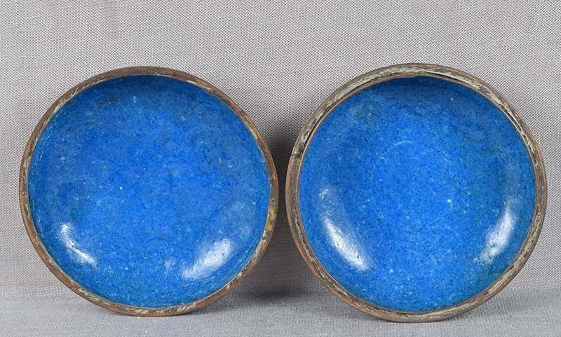 19c JAPANESE CLOISONNE tea ceremony KOGO spade butterflies - 5