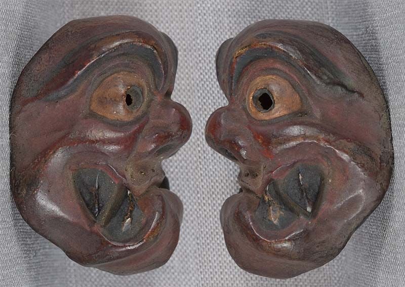 19c netsuke MASK hollow cheeked DEMON by RYUUN - 2