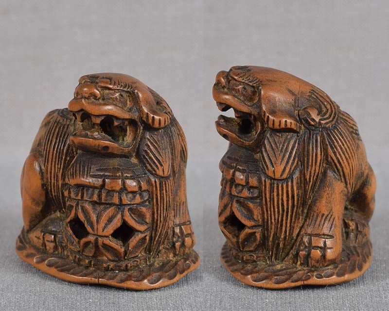 18c netsuke SHISHI with ball - 2