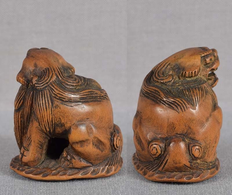 18c netsuke SHISHI with ball - 3