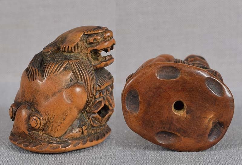 18c netsuke SHISHI with ball - 4