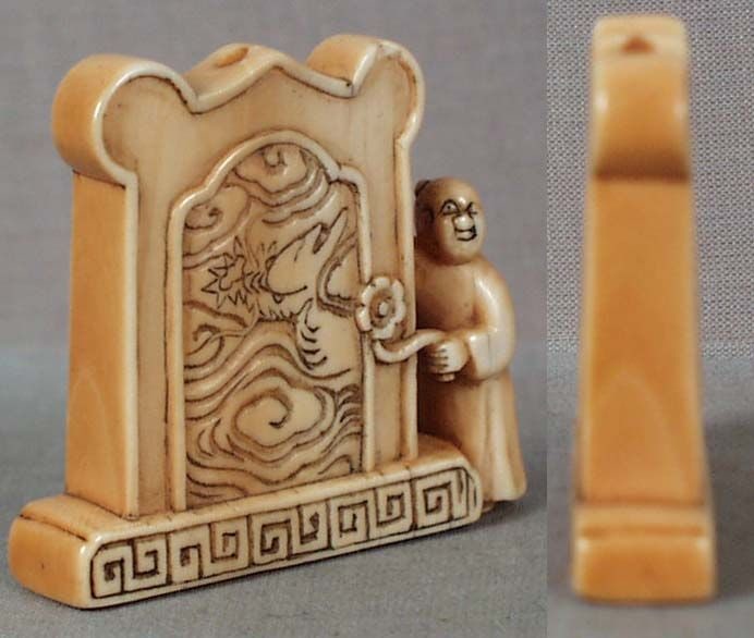 19c netsuke BOY by DRAGON SCREEN ex Mary O’Brien - 2