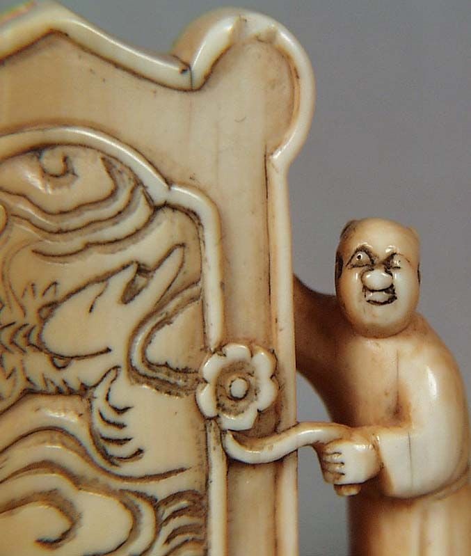 19c netsuke BOY by DRAGON SCREEN ex Mary O’Brien - 6