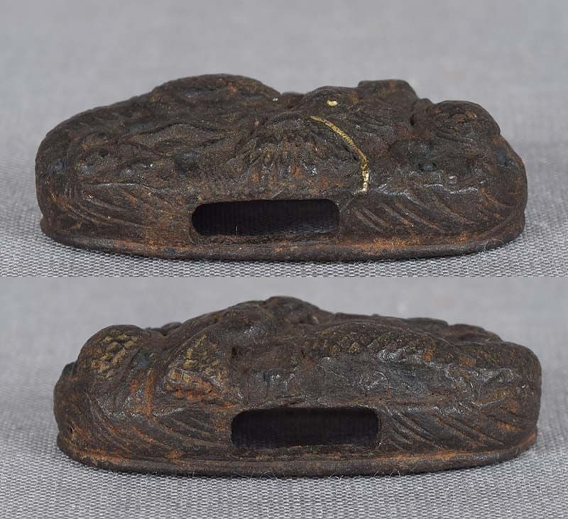 18c Japanese sword KASHIRA DRAGON - 3