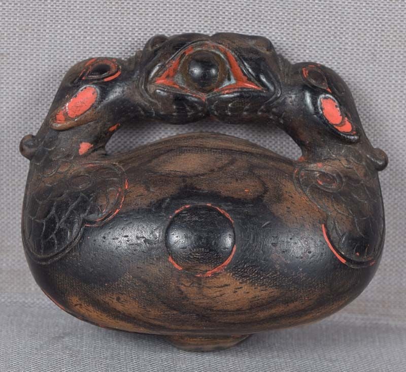 19c netsuke MONK asleep in Buddhist gong - 3
