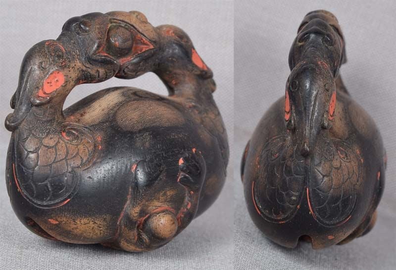 19c netsuke MONK asleep in Buddhist gong - 4