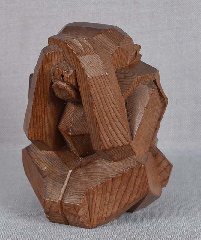 Vintage Japanese ittobori okimono see no evil MIZARU MONKEY - 3