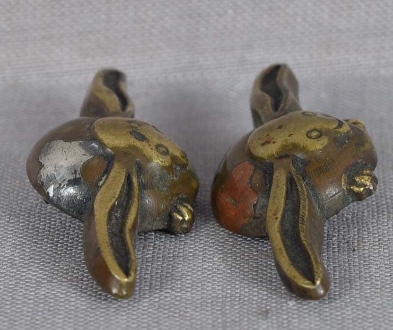 18c pair Japanese sword MENUKI RABBITS - 3