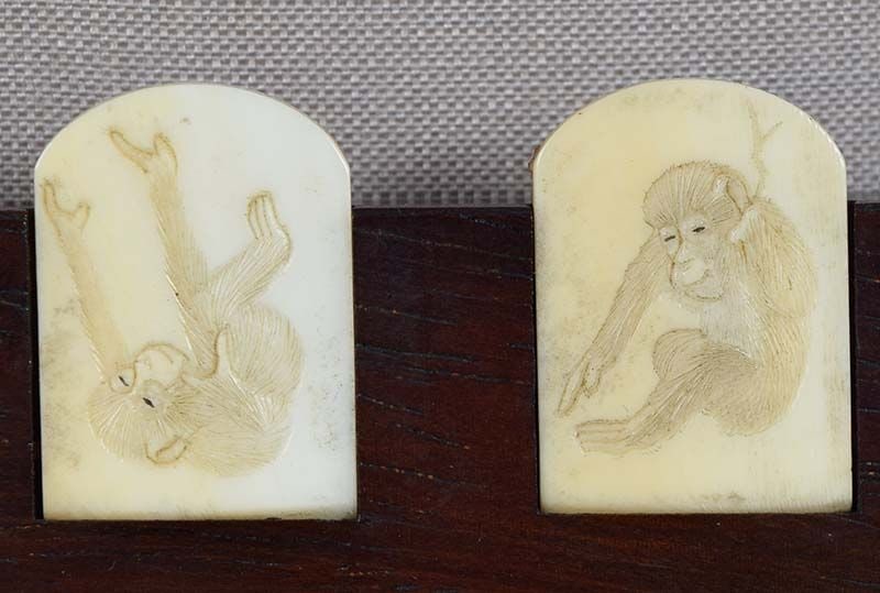 19c marine material Japanese WHIST GAME COUNTER 8 MONKEYS - 4